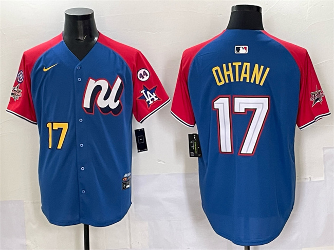 Men's National League #17 Shohei Ohtani Blue/Red Alternate 2025 All-Star With Patch Edition Limited Stitched Baseball Jersey